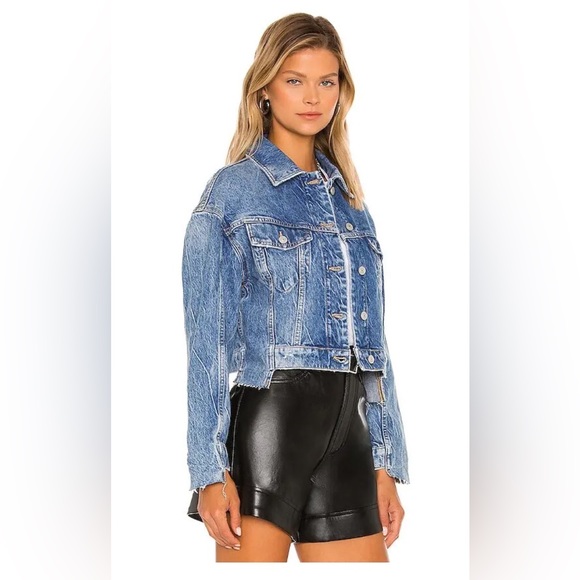All Saints Beth Patch Cropped Distressed Denim Jacket - Picture 6 of 6
